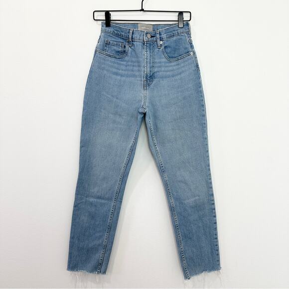 Everlane High Waisted Straight Leg Denim Pant Raw Hem size 27 - Picture 1 of 7